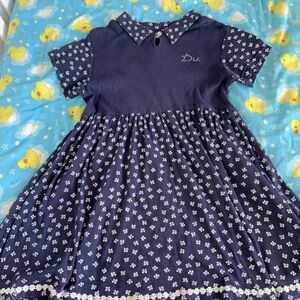 Vintage knitted floral print dress for girls